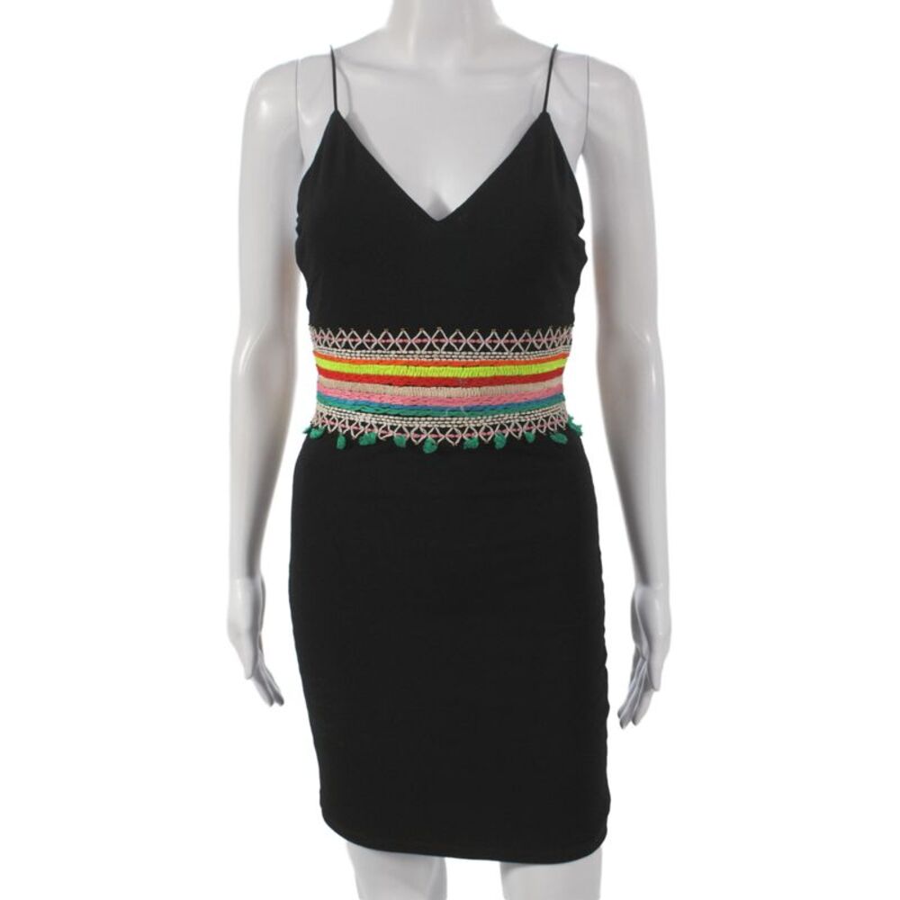 Alice + Olivia Womens Bodycon Dress Black V-Neck Sleeveless Size 4